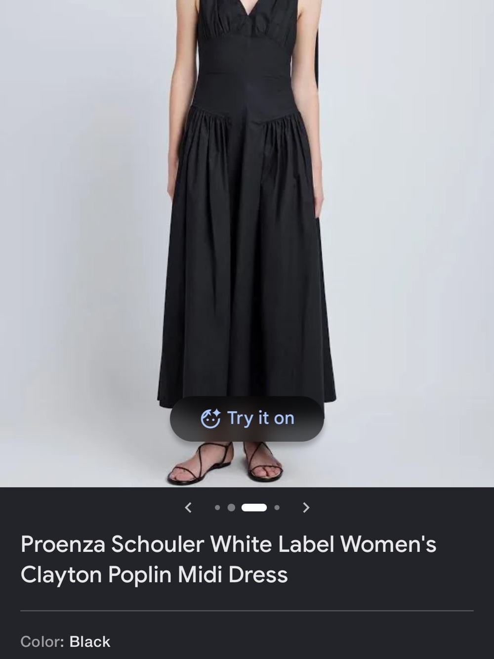 Proenza Schouler Black Maxi Dress with Gathered Skirt - Picture 2 of 6